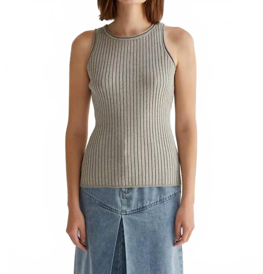 NEW CRESCENT renae lurex ribbed tank top in silver